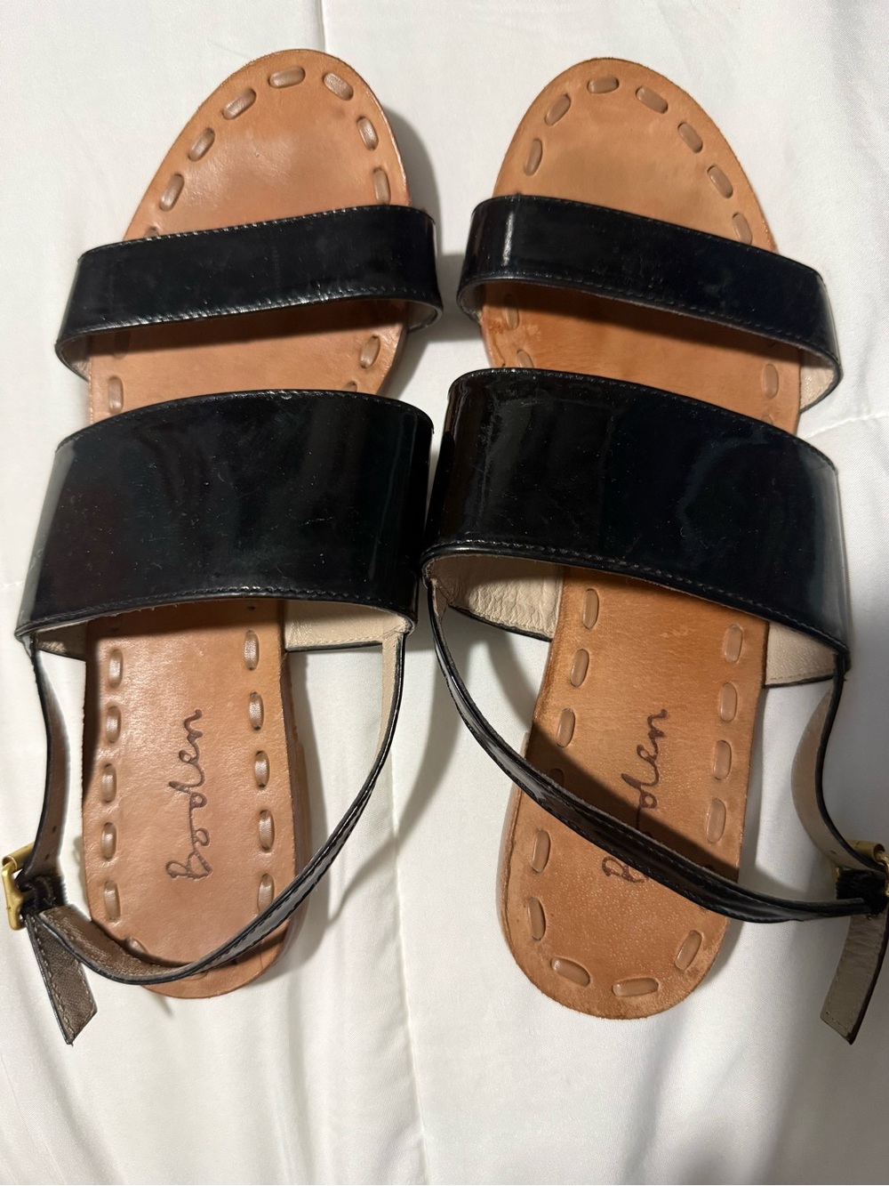 Boden Black Patent Leather sandals